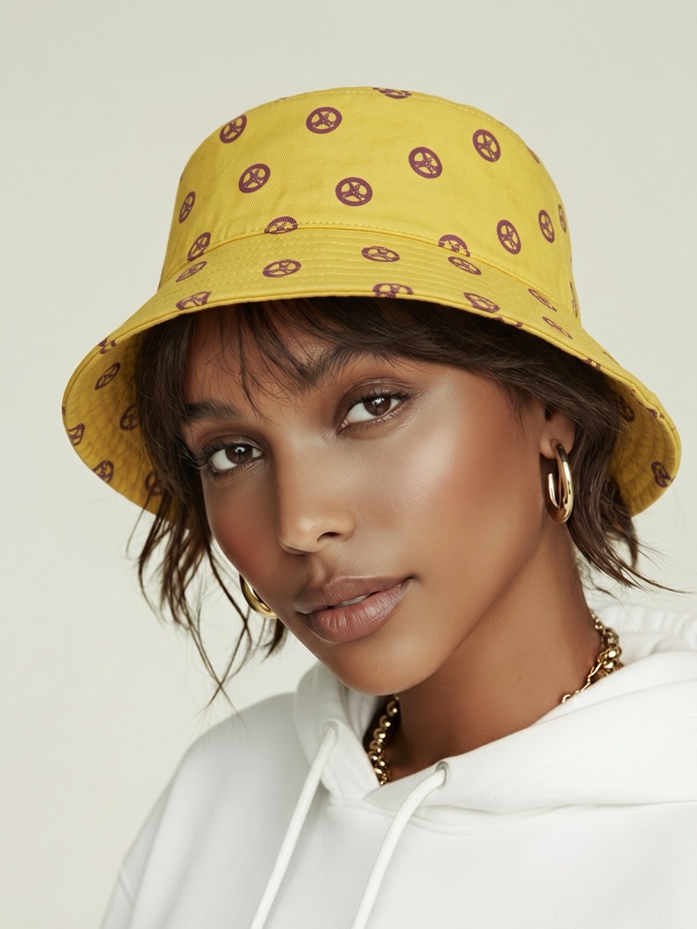 EUC Urban Outfitters Yellow Peace Sign Bucket
Hat Festival Boho
Summer Sun Hat